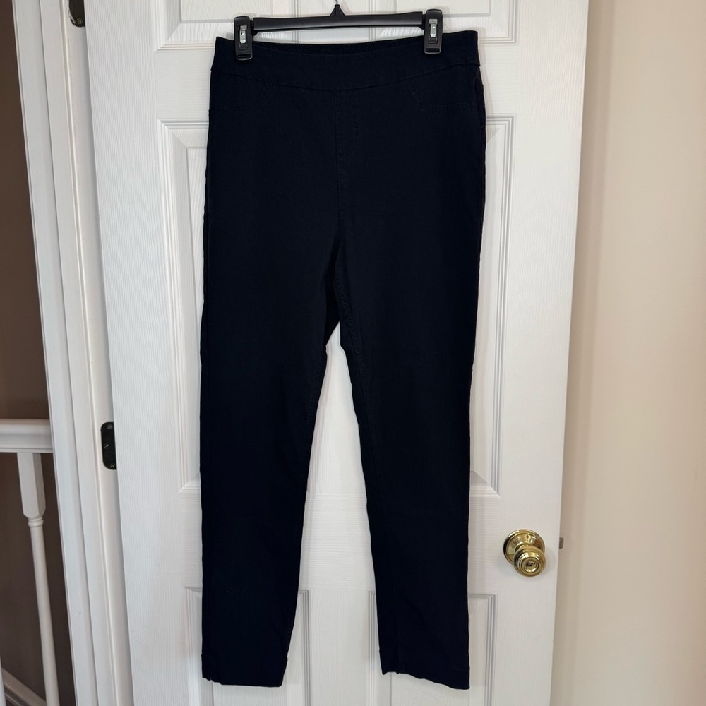 Soft Surroundings Black Pull-On Stretch Straight Leg Dress Pants Size Medium - Picture 2 of 6